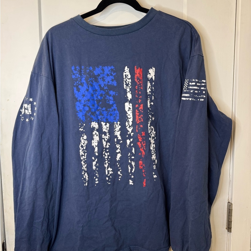 USA flag Red and Blue Long Sleeve Graphic Tee